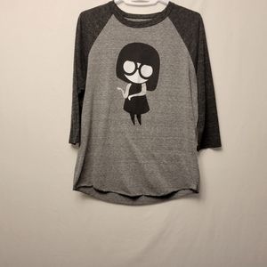 Disney Parks - Edna Baseball Shirt - Light Gray with Dark Gray Sleeves - Size L